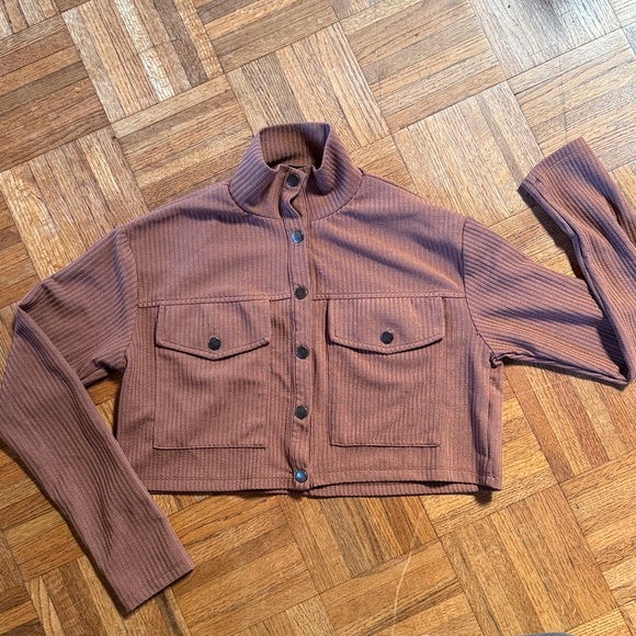 Papermoon Chestnut Ribbed cropped jacket - Picture 1 of 8